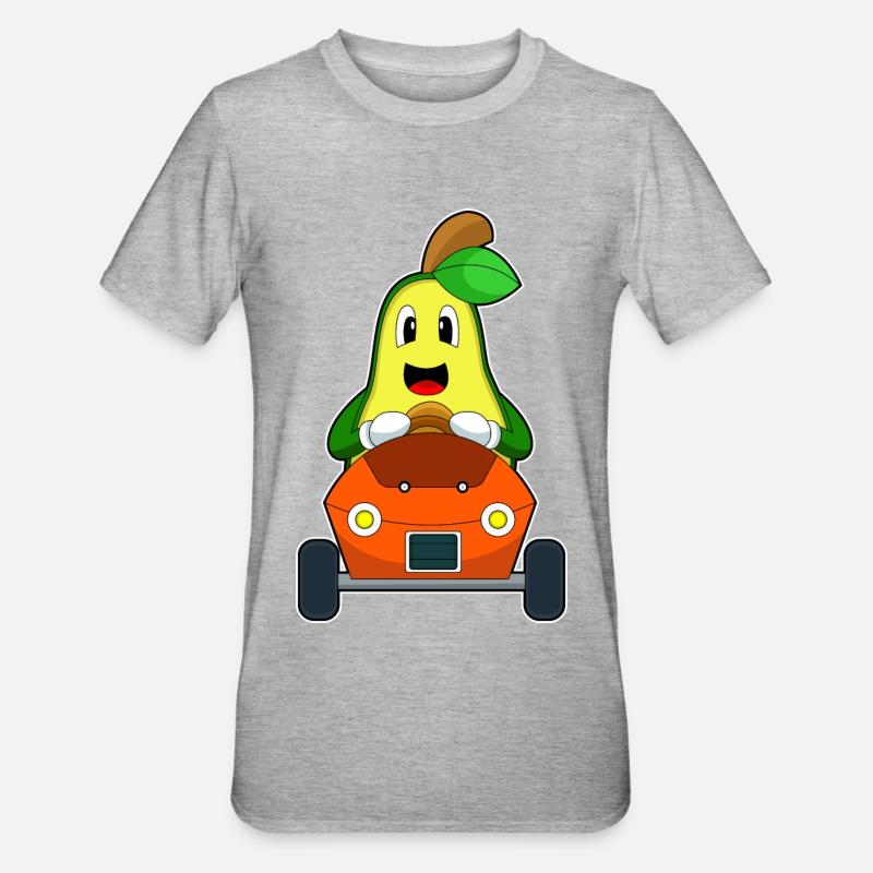 Avocado Auto - Unisex Polycotton T-Shirt - Grau meliert