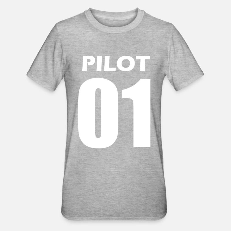 Pilot Partnerlook Geschenk - Unisex Polycotton T-Shirt - Grau meliert