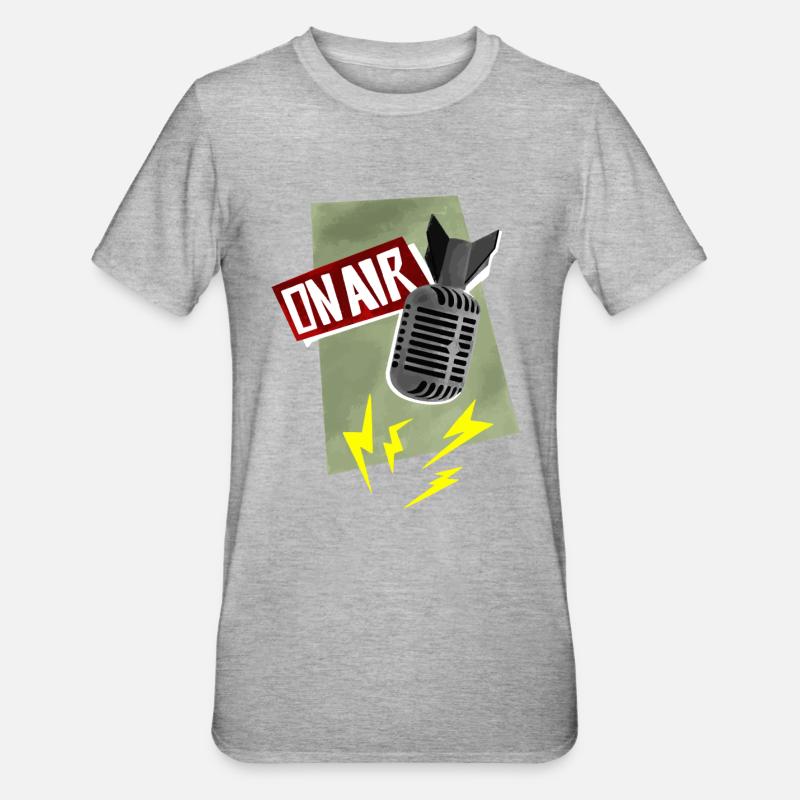 Microphone - diffusion en direct - T-shirt polycoton Unisexe - gris chiné