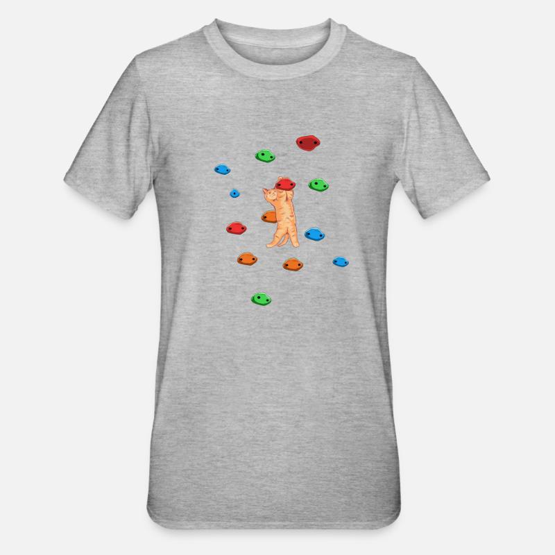 Cadeau d’escalade de chat grimpeur - T-shirt polycoton Unisexe - gris chiné