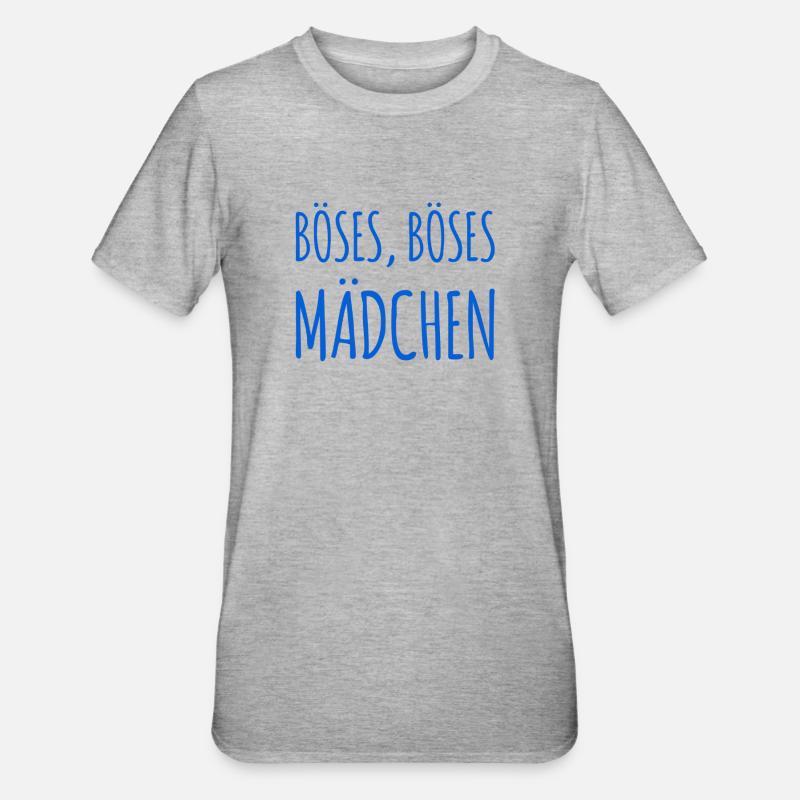 hier steht ein böses Mädchen - Unisex Polycotton T-Shirt - Grau meliert