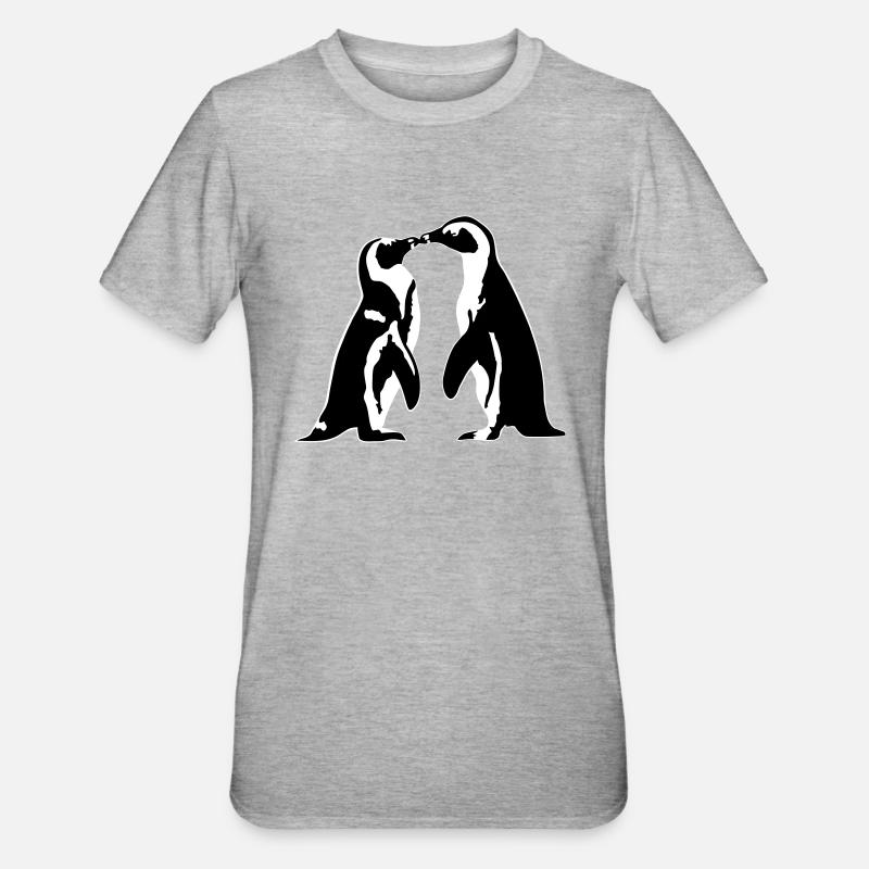 Verliebte Pinguine - Unisex Polycotton T-Shirt - Grau meliert