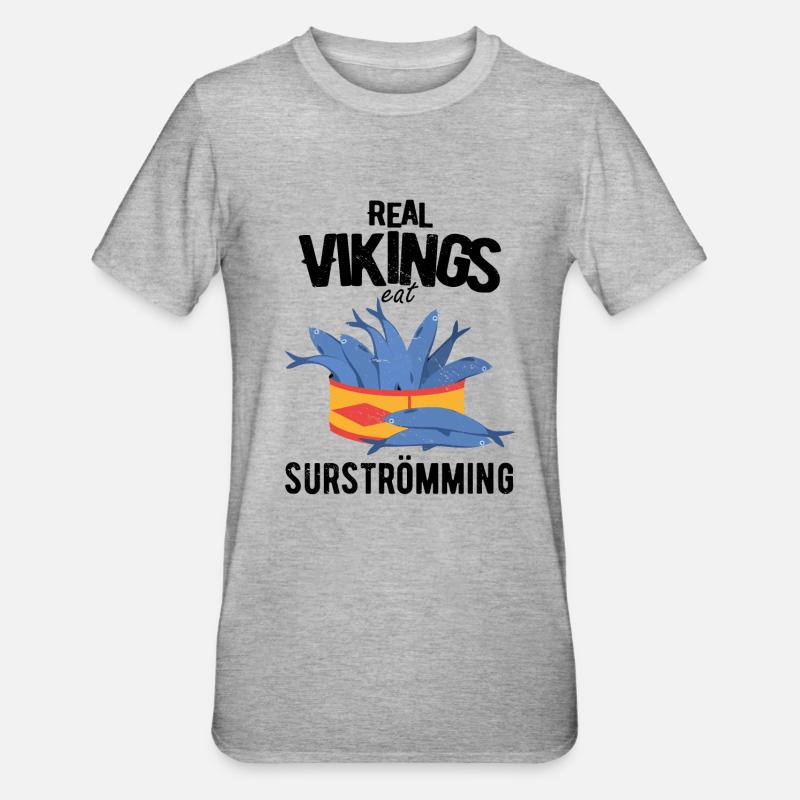 Surströmming Scandinavie Suède Vikings - T-shirt polycoton Unisexe - gris chiné