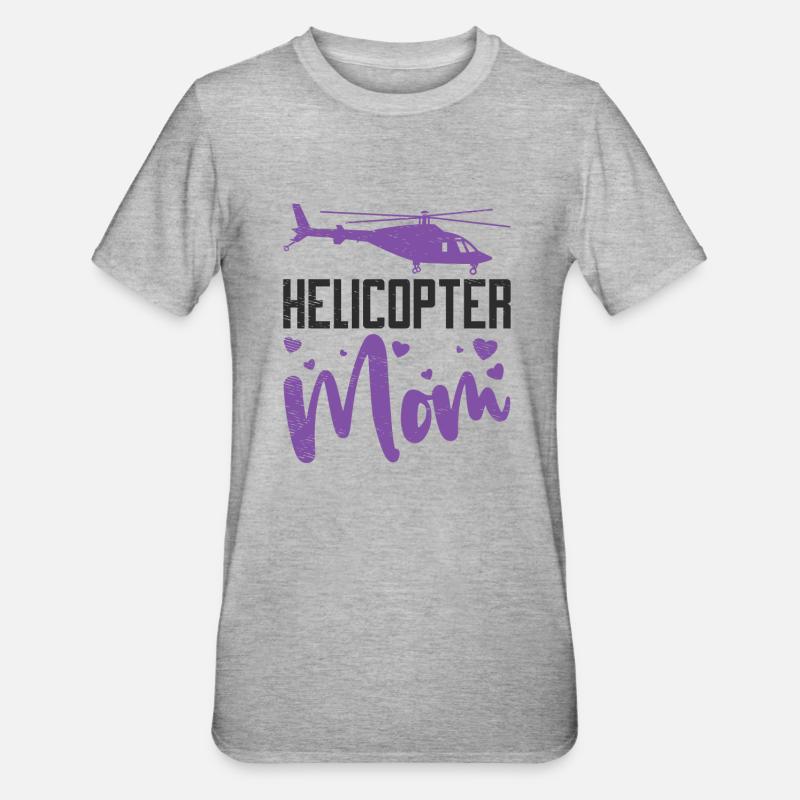 Helikopter Mama Kinder Mutter Eltern - Unisex Polycotton T-Shirt - Grau meliert