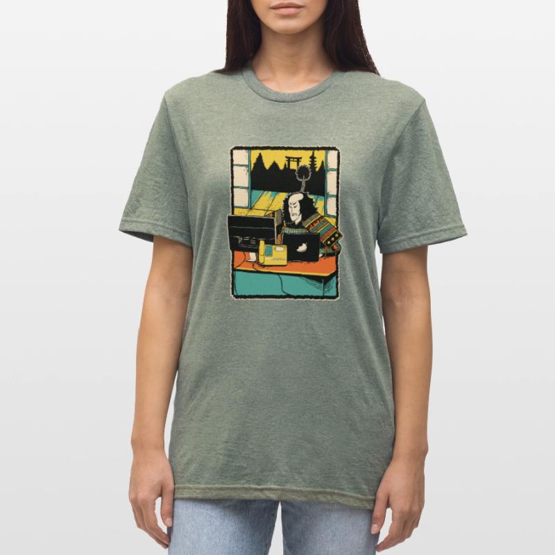 Samurai Computer Nerd Programmeur IT Web Designer T-shirt polycoton Unisexe