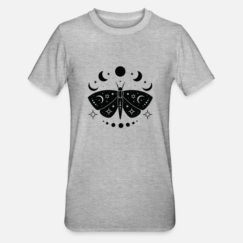 Papillon céleste mystique - T-shirt polycoton Unisexe - gris chiné