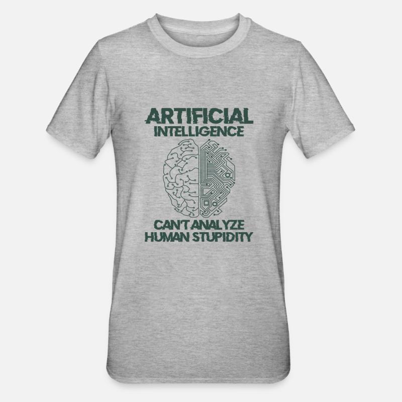 Künstliche Intelligenz Programmierer Gehirn - Unisex Polycotton T-Shirt - Grau meliert