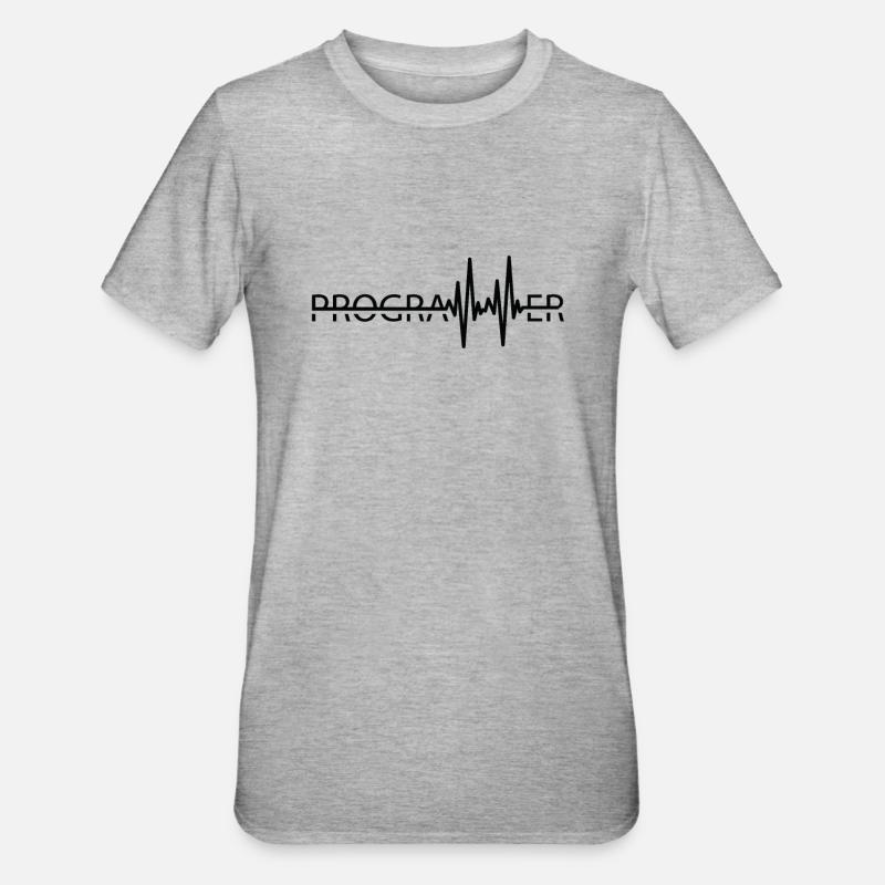 Programmierer Heartbeat Programmierung Coder - Unisex Polycotton T-Shirt - Grau meliert