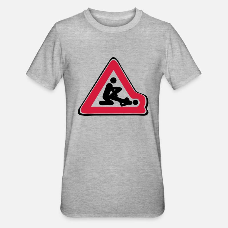 Verkehrszeichen verformt Position Liebe - Unisex Polycotton T-Shirt - Grau meliert