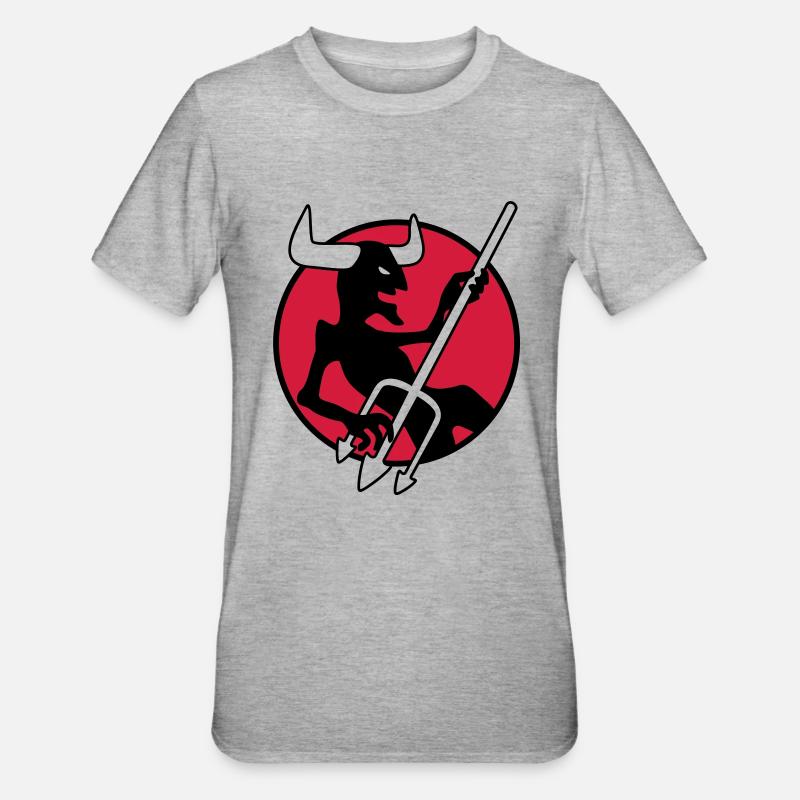 rockin_devil_3c - Unisex Polycotton T-Shirt - heather grey