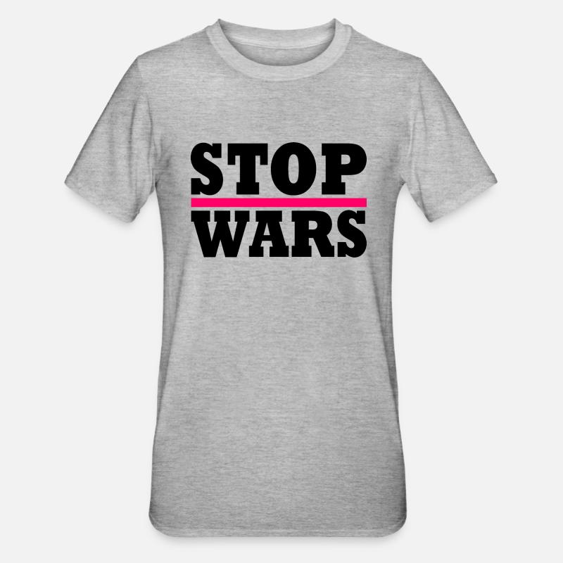 Stop wars - T-shirt polycoton Unisexe - gris chiné