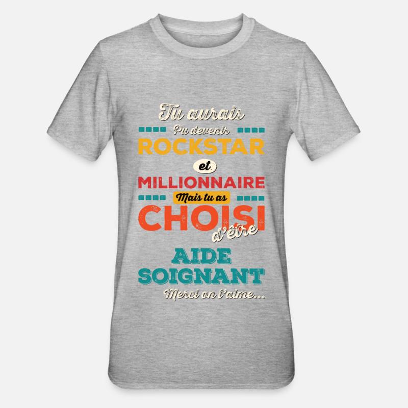 Aide Soignant - T-shirt polycoton Unisexe - gris chiné
