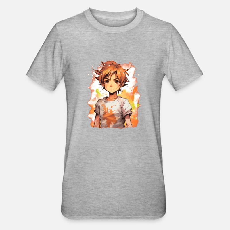Garçon d’anime - T-shirt polycoton Unisexe - gris chiné