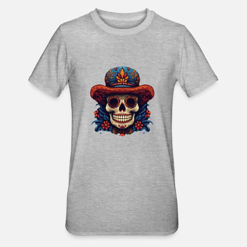 Crâne de Cinco de Mayo - T-shirt polycoton Unisexe - gris chiné
