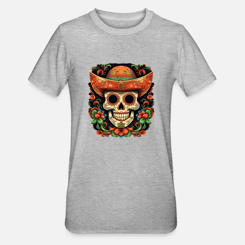 Crâne de Cinco de Mayo - T-shirt polycoton Unisexe - gris chiné