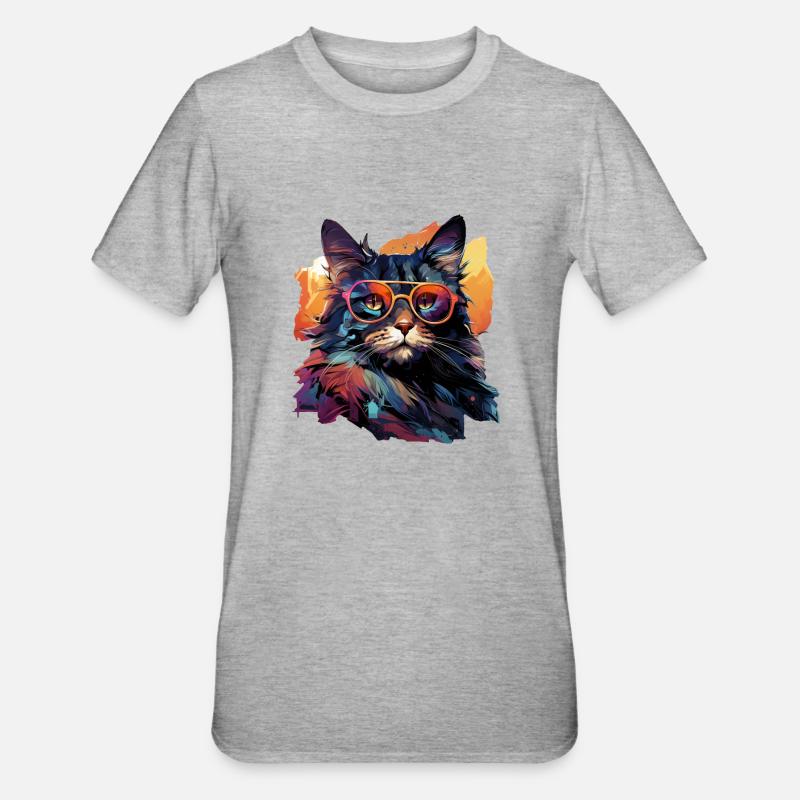 Chat - T-shirt polycoton Unisexe - gris chiné