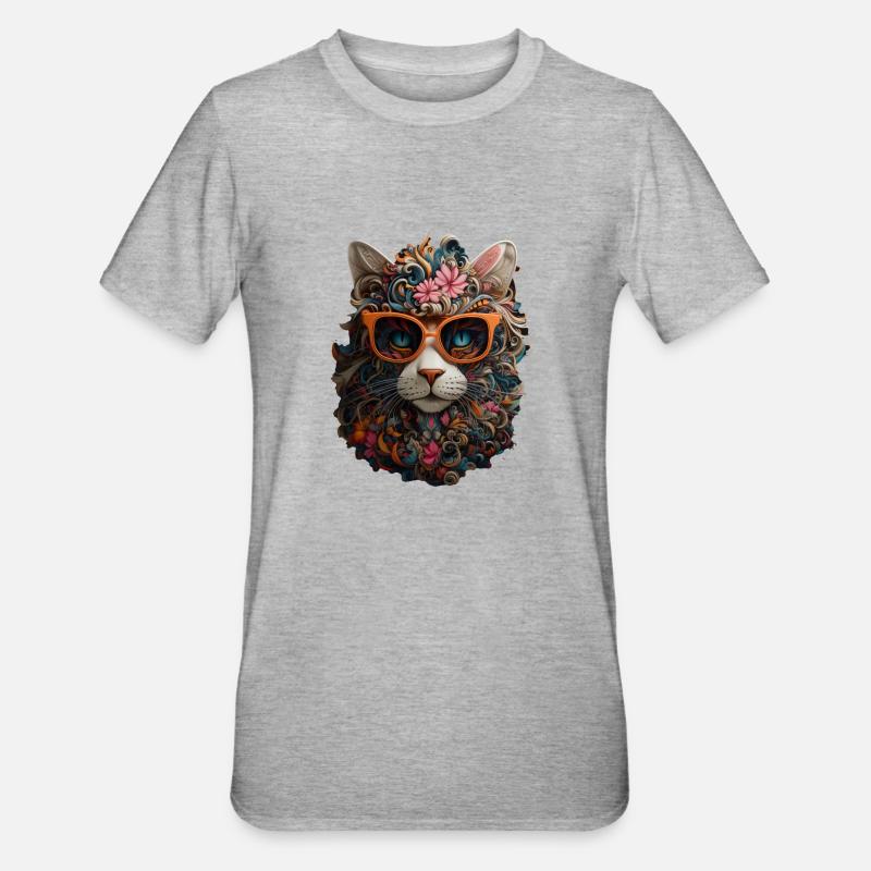 Chat - T-shirt polycoton Unisexe - gris chiné