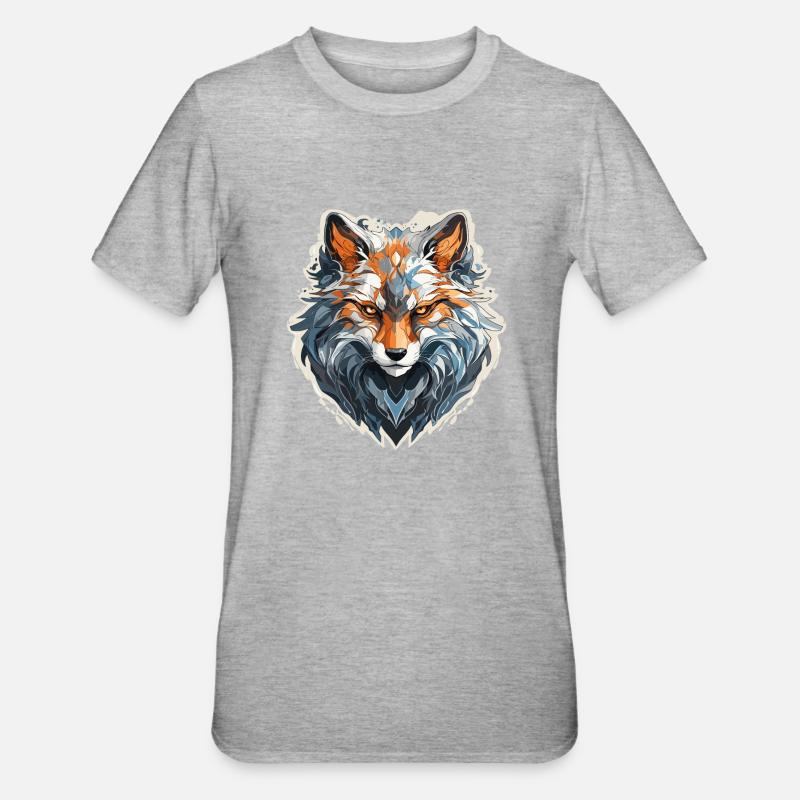 Fuchs - Illustration - Unisex Polycotton T-Shirt - Grau meliert