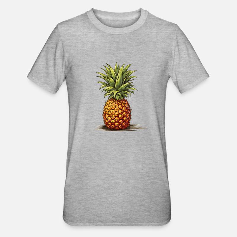 Pineapple - illustration - Unisex Polycotton T-Shirt - heather grey