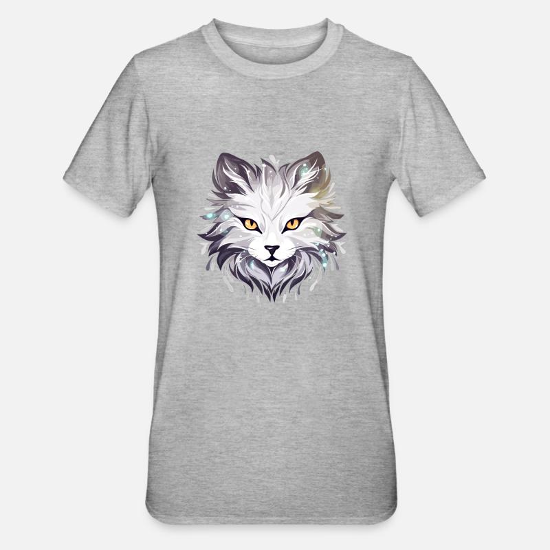 Chat - illustration - T-shirt polycoton Unisexe - gris chiné