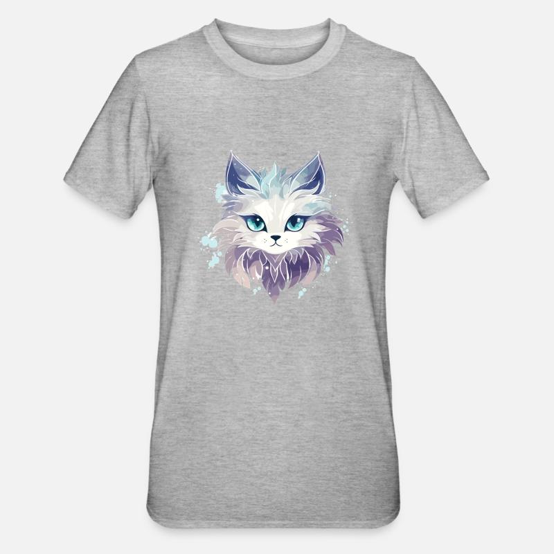 Chat - illustration - T-shirt polycoton Unisexe - gris chiné
