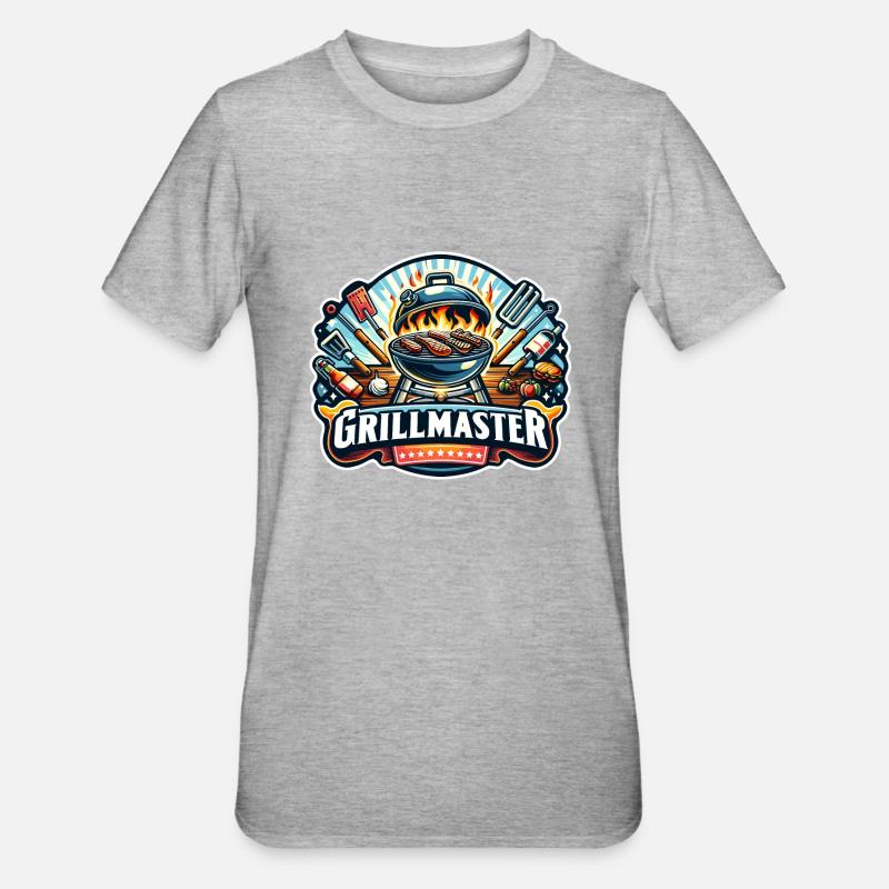 GrillMaster - Illustration de gril - T-shirt polycoton Unisexe - gris chiné