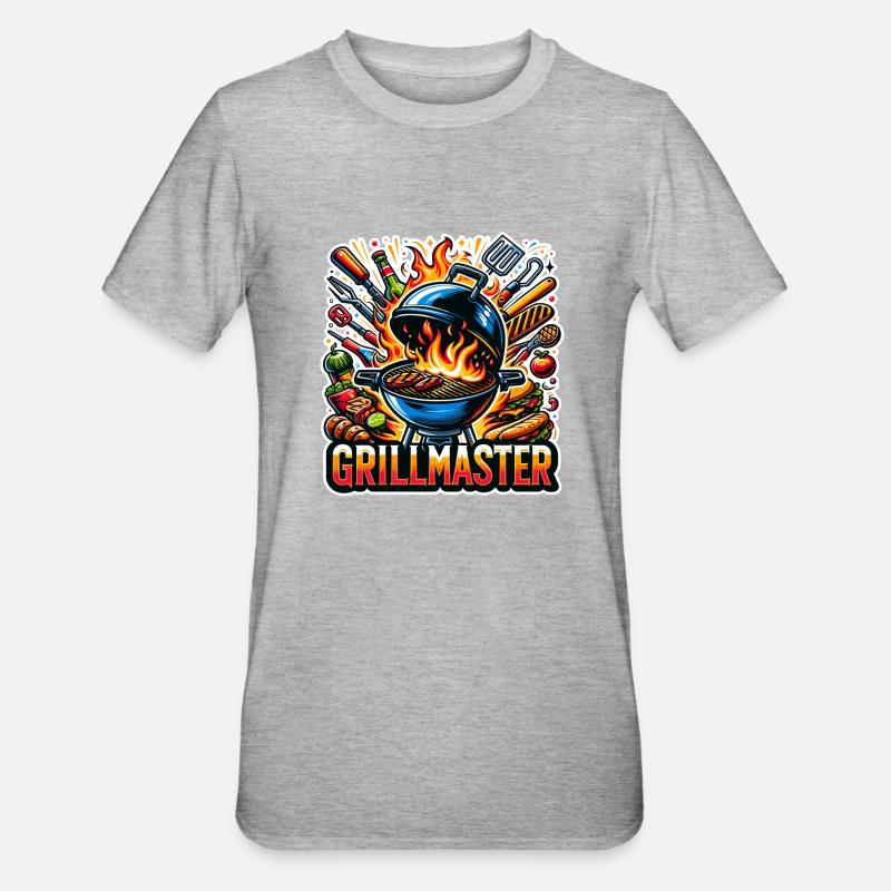 GrillMaster - Illustration de gril - T-shirt polycoton Unisexe - gris chiné