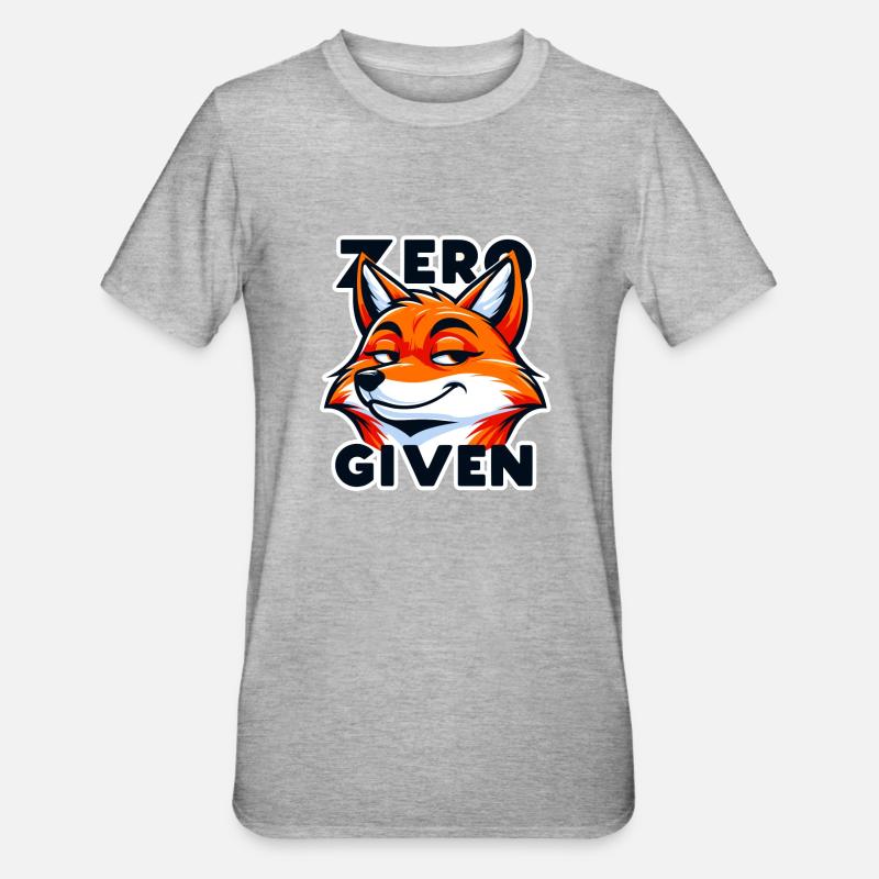 Zéro donné - Illustration de renard - T-shirt polycoton Unisexe - gris chiné
