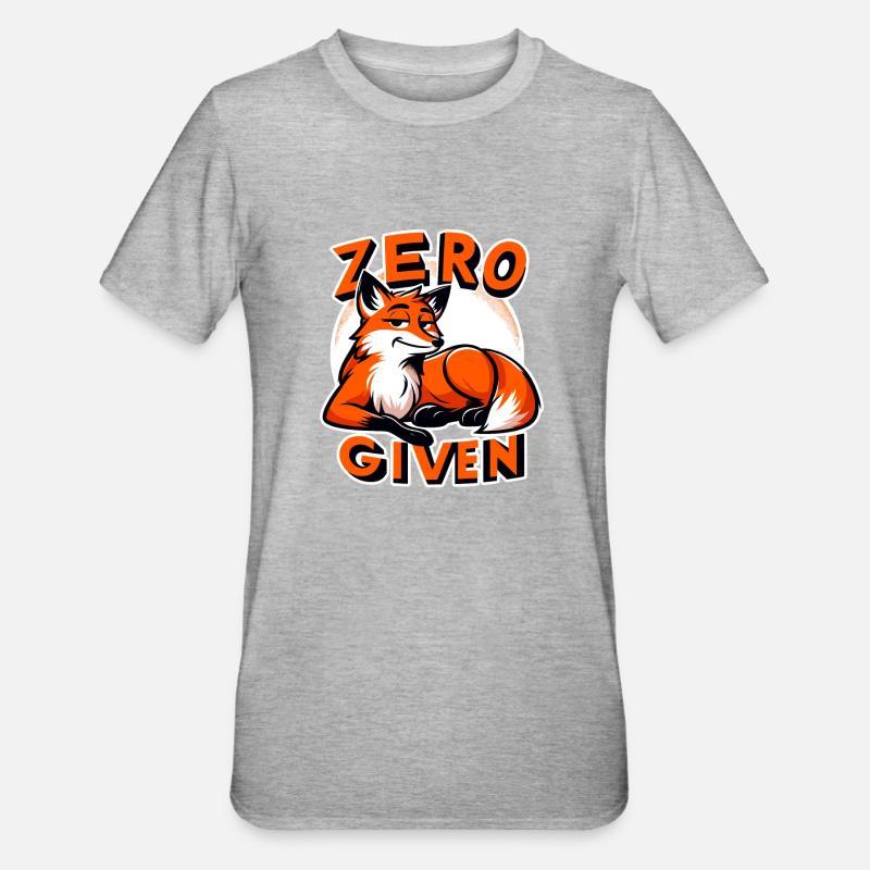 Zéro donné - Illustration de renard - T-shirt polycoton Unisexe - gris chiné