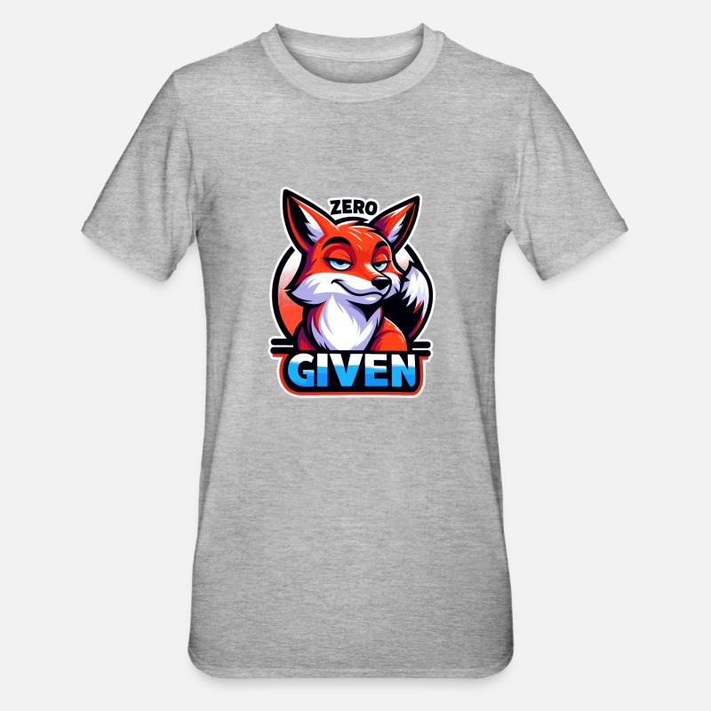 Zéro donné - Illustration de renard - T-shirt polycoton Unisexe - gris chiné