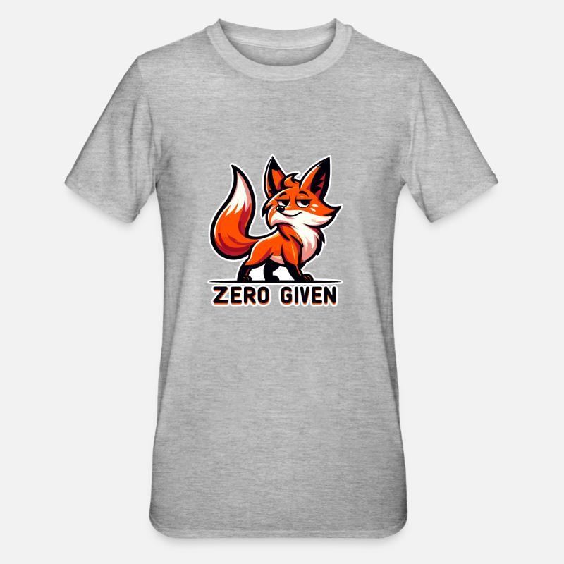 Zero Given - Fox Illustration - Unisex Polycotton T-Shirt - heather grey