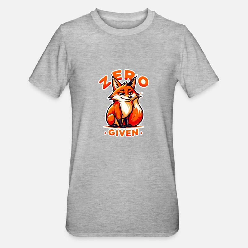Zéro donné - Illustration de renard - T-shirt polycoton Unisexe - gris chiné