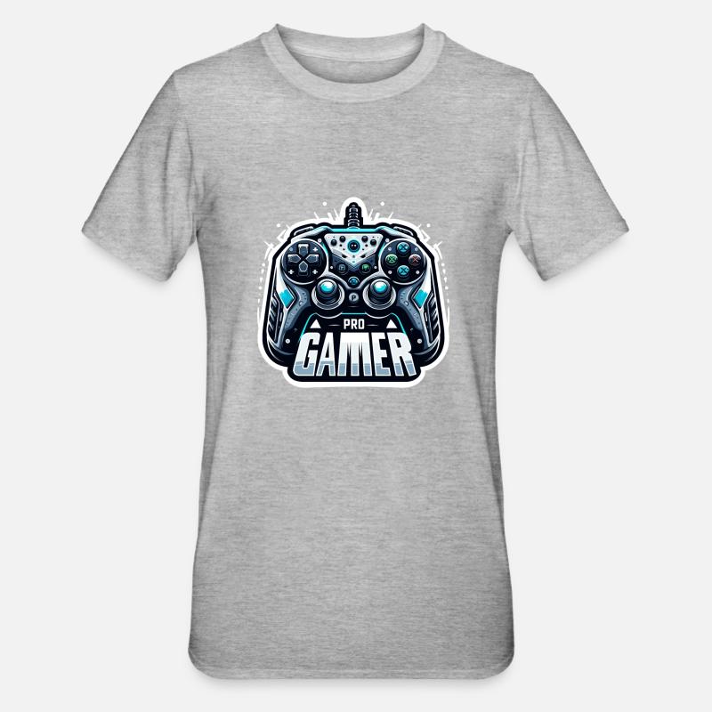 Pro Gamer - Controller Illustration - Unisex Polycotton T-Shirt - Grau meliert