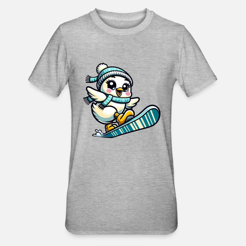 Chicken Chick Snowboard Winter - Unisex Polycotton T-Shirt - heather grey