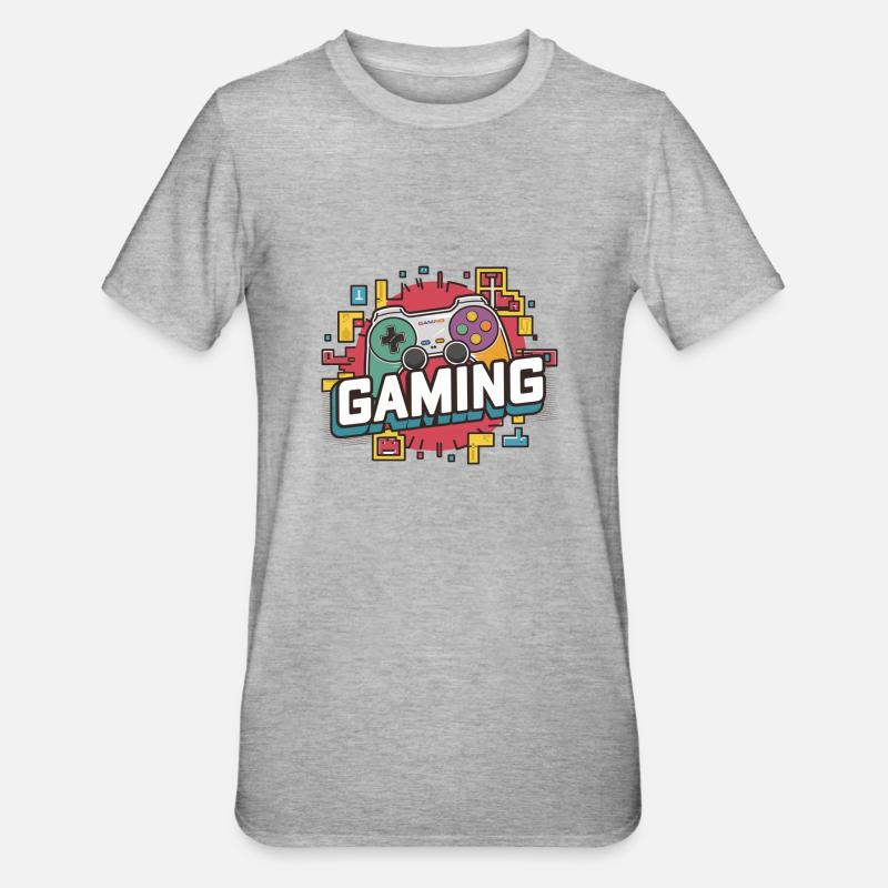 Gaming - Controller - Unisex Polycotton T-Shirt - Grau meliert