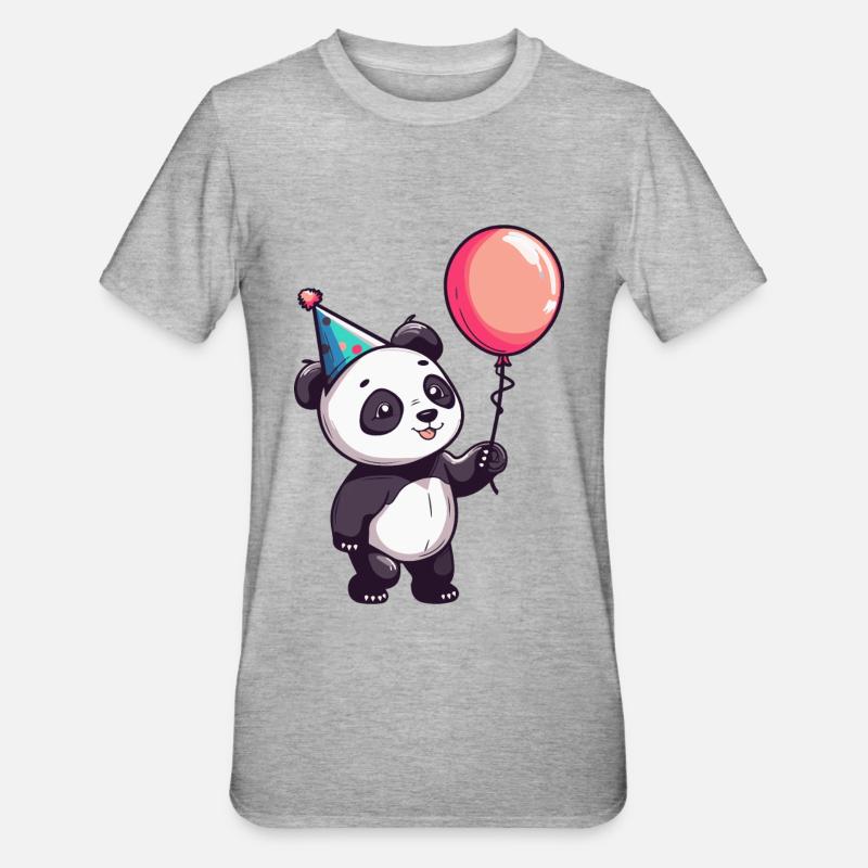 Panda Anniversaire Bande Dessinée - T-shirt polycoton Unisexe - gris chiné