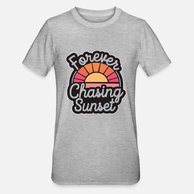 Forever Chasing Sunset 16 - Unisex Polycotton T-Shirt - Grau meliert