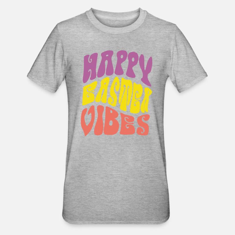 Joyeuses vibrations de Pâques - T-shirt polycoton Unisexe - gris chiné