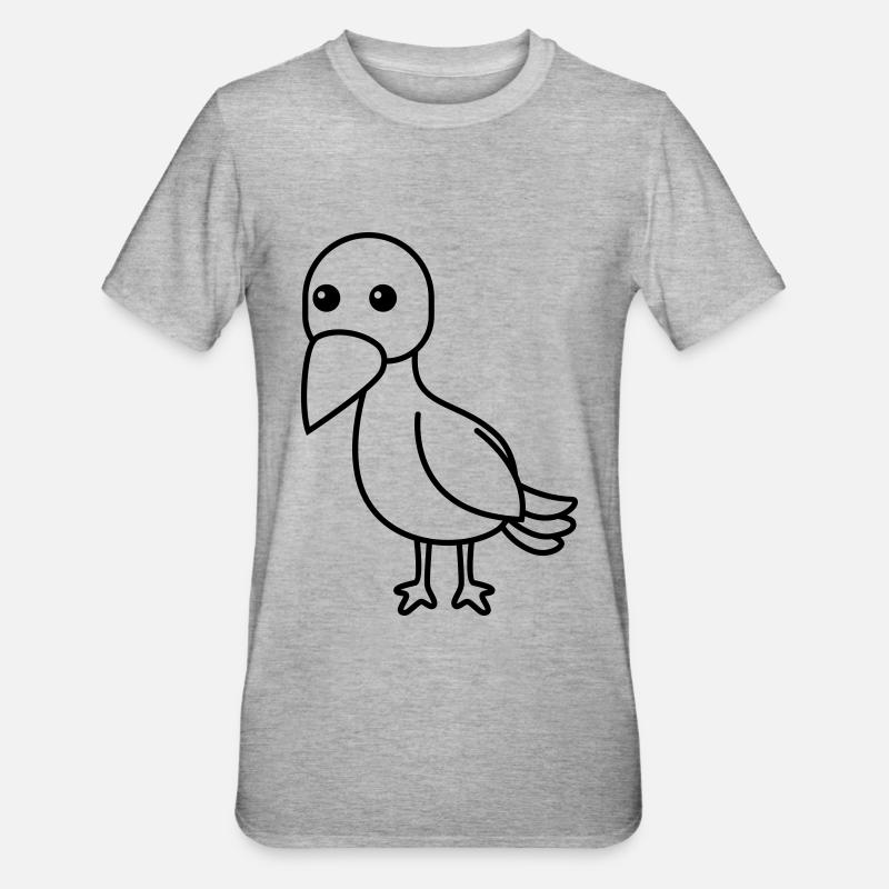 Krähe Comic Tier - Unisex Polycotton T-Shirt - Grau meliert