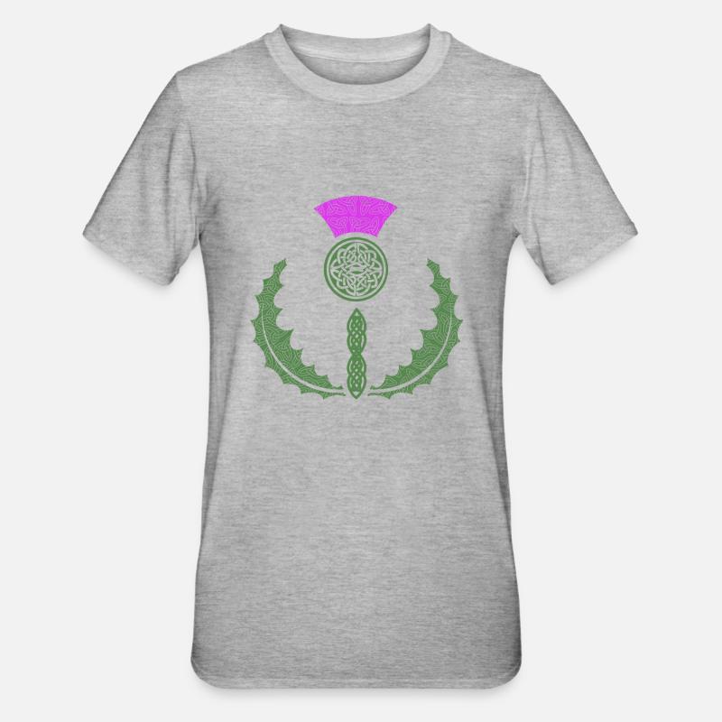 Celtic Knotwork Thistle - Unisex Polycotton T-Shirt - heather grey