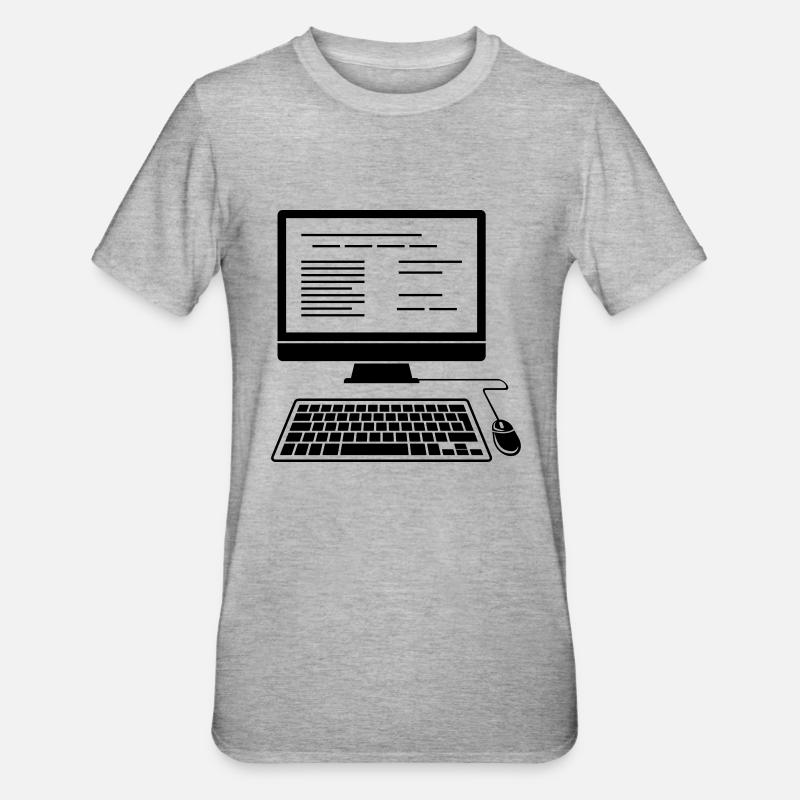 PC Desktop Computer - Unisex Polycotton T-Shirt - Grau meliert