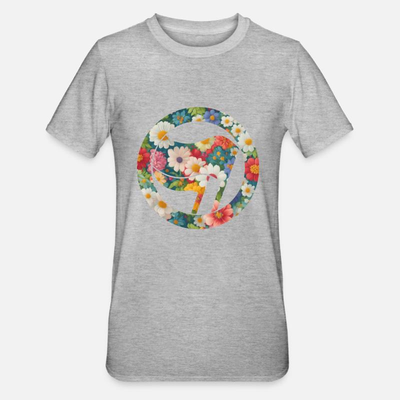 Antifa et fleurs - T-shirt polycoton Unisexe - gris chiné