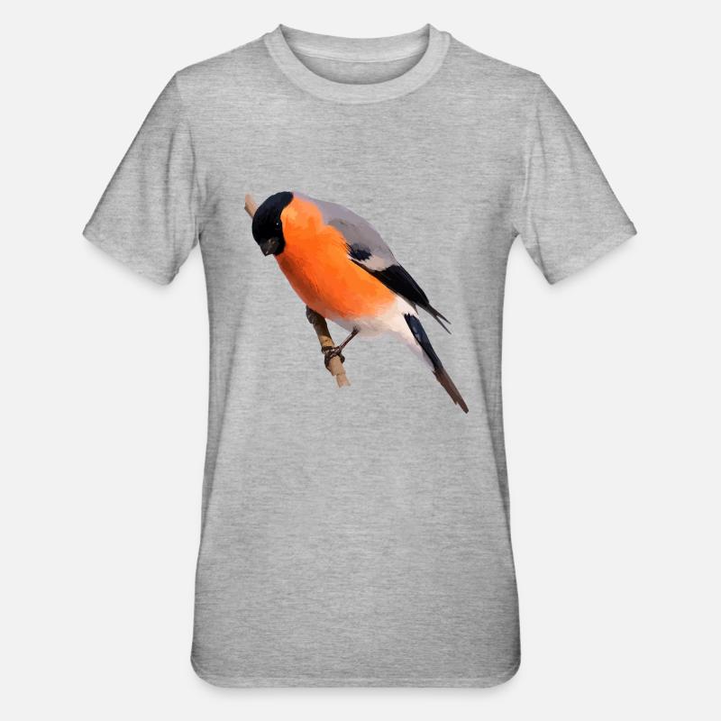 Gimpel Dompfaff sits on branch - Unisex Polycotton T-Shirt - heather grey