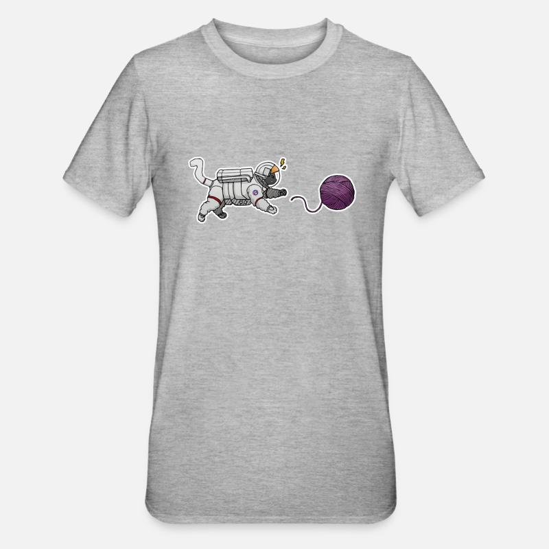 Chat astronaute - T-shirt polycoton Unisexe - gris chiné