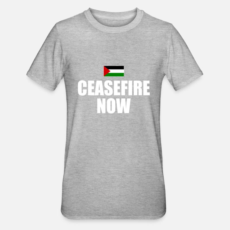 ceasefire now - T-shirt polycoton Unisexe - gris chiné