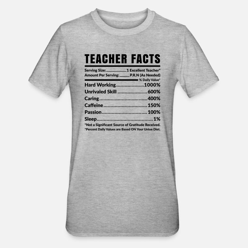 Faits sur l’enseignant - T-shirt polycoton Unisexe - gris chiné