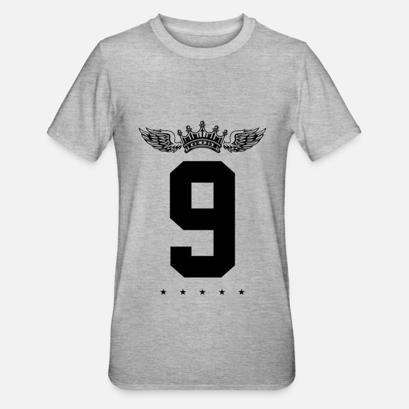 9 Couronne de numéros - T-shirt polycoton Unisexe - gris chiné