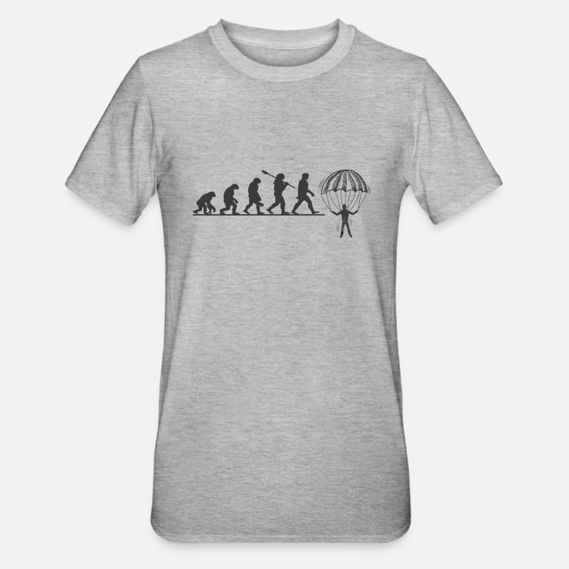 Evolution Fallschirm - Unisex Polycotton T-Shirt - Grau meliert