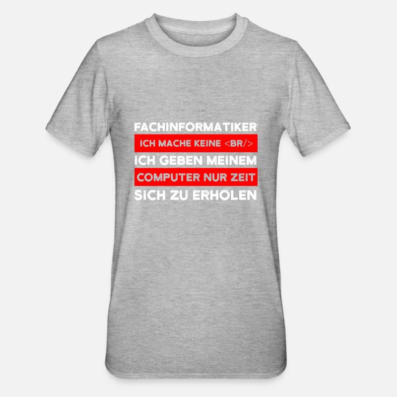 Fachinformatiker Beruf Coder Geschenk - Unisex Polycotton T-Shirt - Grau meliert