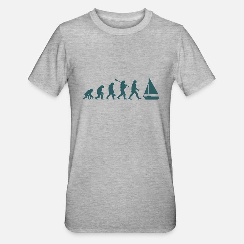Evolution Segelboot Boot - Unisex Polycotton T-Shirt - Grau meliert